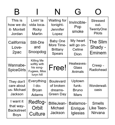 Music Bingo Card