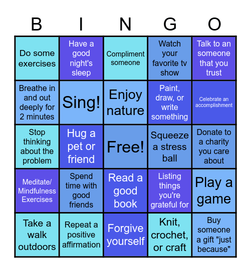 Coping Strategy Bingo Card