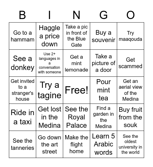 Fes Bingo Card