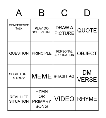 Seminary Shake-up Bingo Card