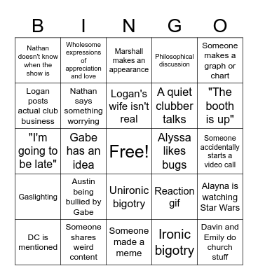 LOL Chat Bingo Card