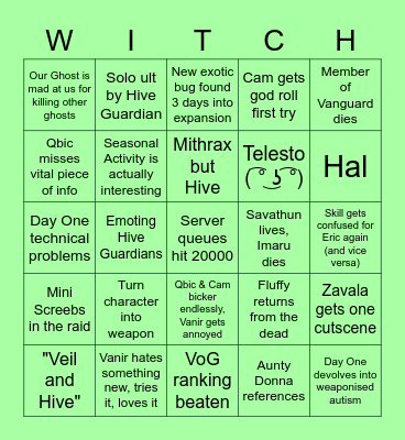 Witch Queen Bingo Card Bingo Card