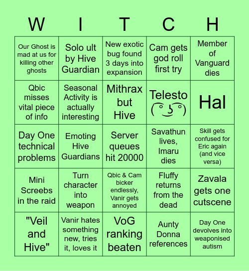 Witch Queen Bingo Card Bingo Card