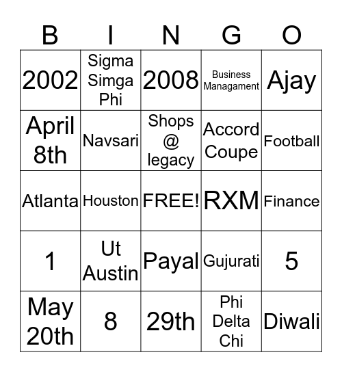Untitled Bingo Card
