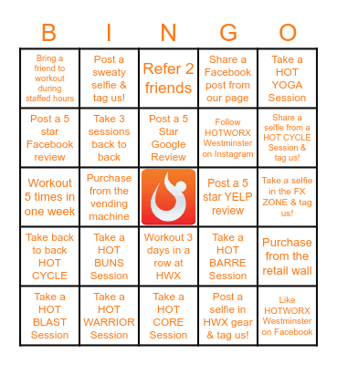 HOTWORX BINGO Card