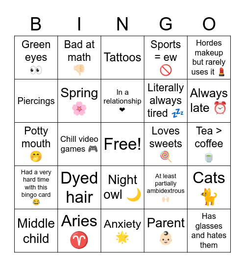 Hey I finally did it! Bingo Card