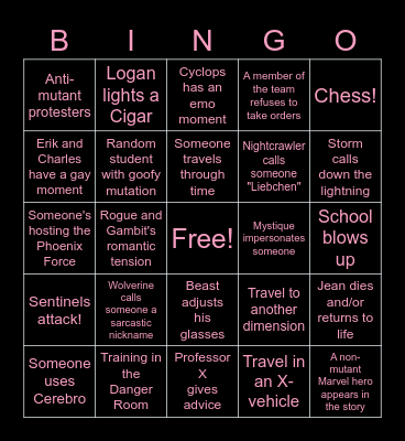 X-Men Bingo Card