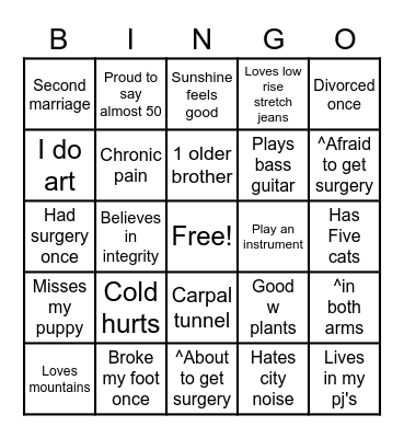 I know who I am &still learning Bingo Card