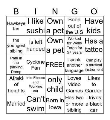 TEAM KROLL  Bingo Card