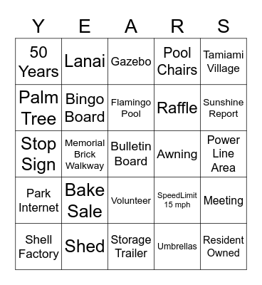 50 YEARS Bingo Card