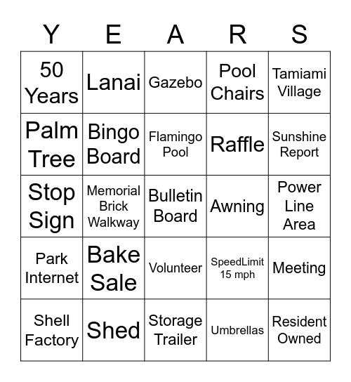 50 YEARS Bingo Card