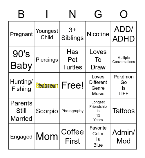 Vada's Bingo Card