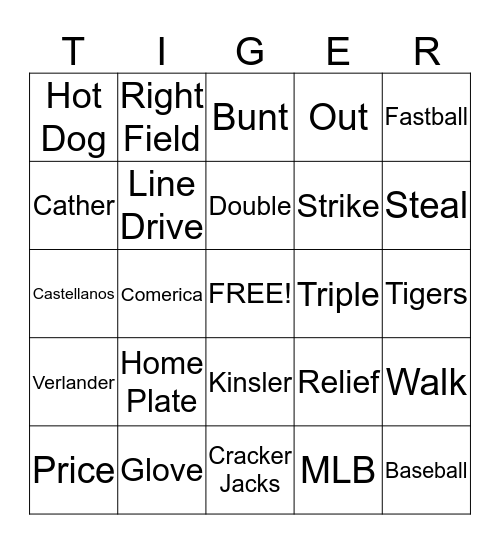 Baseball Bingo Card