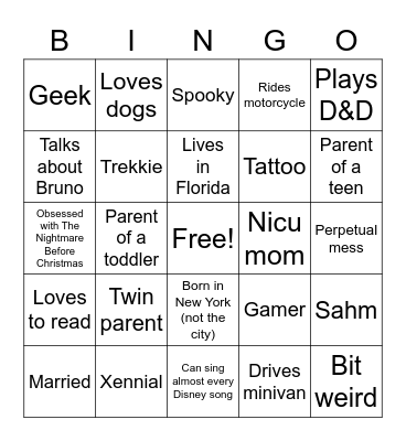 Friend Bingo Card