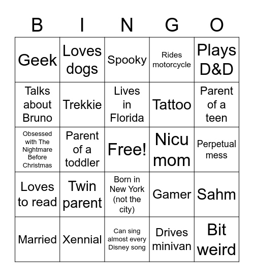 Friend Bingo Card