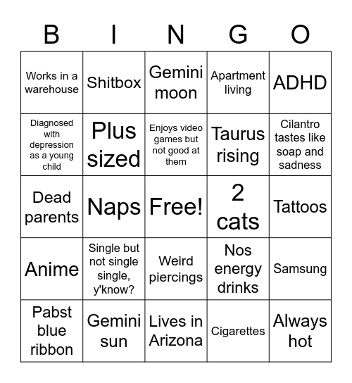 Ashley bingo Card