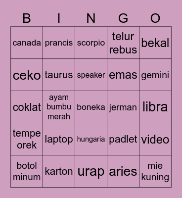 äy Bingo Card