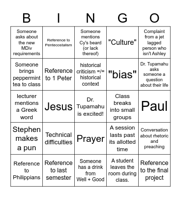 NT Bingo For Fun, Not For Survival Bingo Card