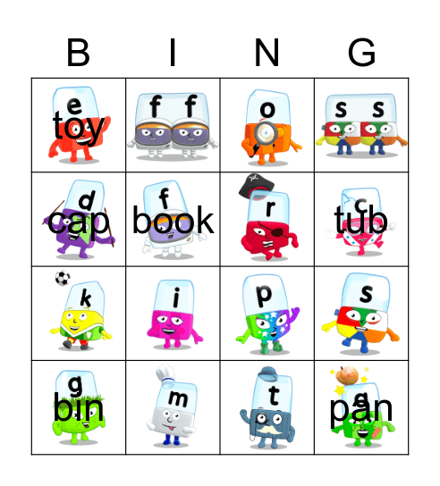 Alphablocks Phase 2 Bingo Card