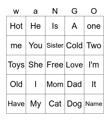 what do you have or free and what do you love Bingo Card