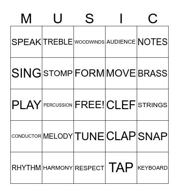 Welcome to Music Bingo Card