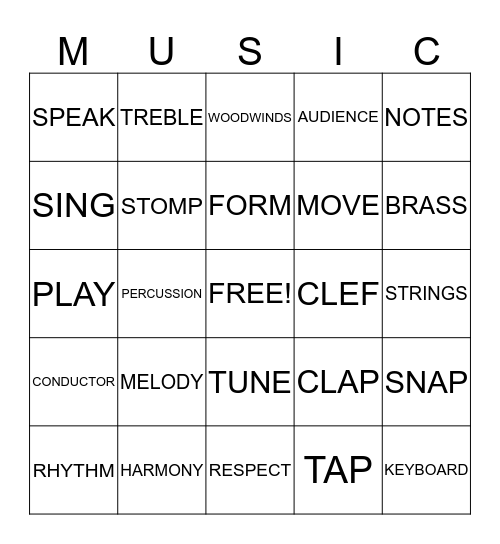 Welcome to Music Bingo Card