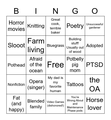Guinevere Bingo Card