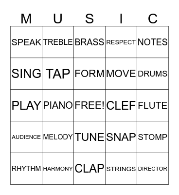 Welcome to Music Bingo Card