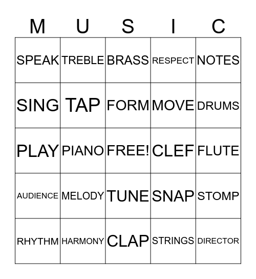 Welcome to Music Bingo Card