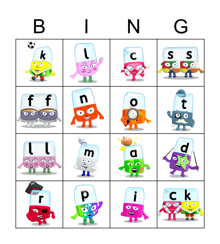 Alphablocks Phase 2 Bingo Card