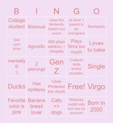 Bingle Bingo Card