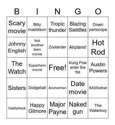 Funniest Movies Bingo Card