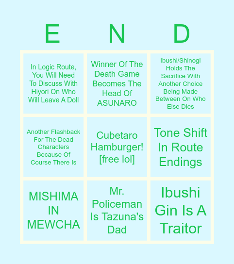 YTTD Finale Predictions Bingo Card