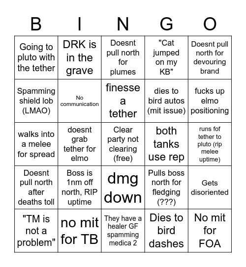 P3s PF tanks Bingo Card