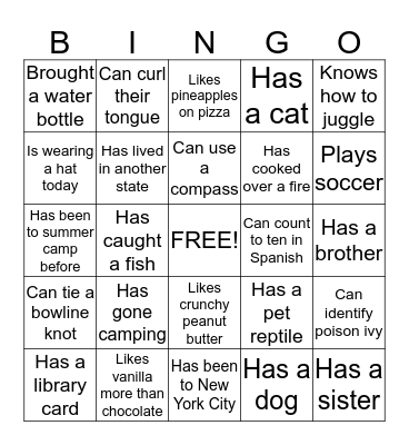 People Bingo Card