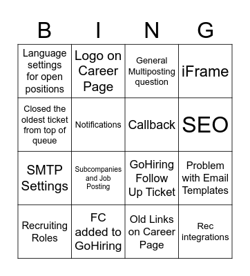 Recruiting BINGO Card