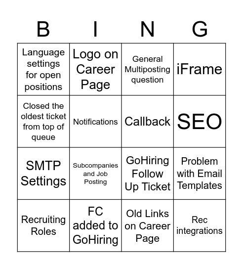 Recruiting BINGO Card