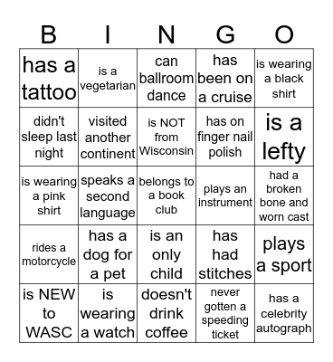 People Bingo Card