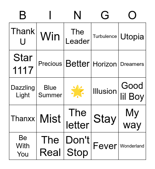 에이티즈 Bingo Card