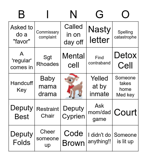 Jail Call Bingo Card