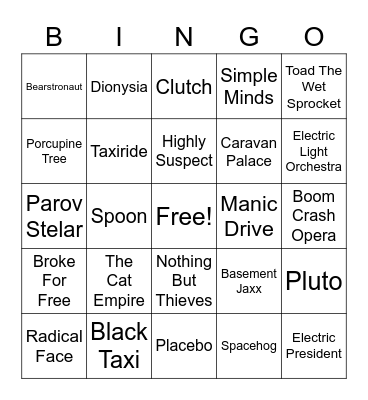 Rachel's Music Bingo Card