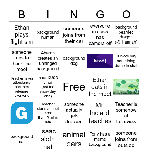 Lakeview *Virtual* Bingo Card