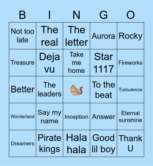 joongie's board Bingo Card