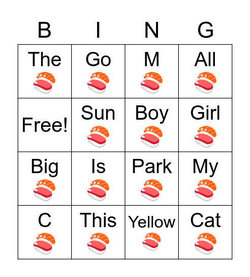 En Japón se come sushi Bingo Card