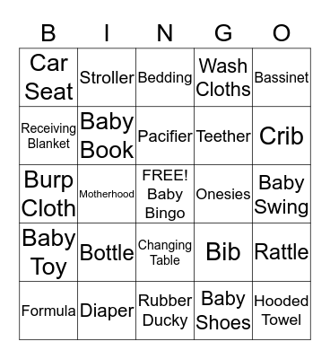 Baby Myles Bingo Card