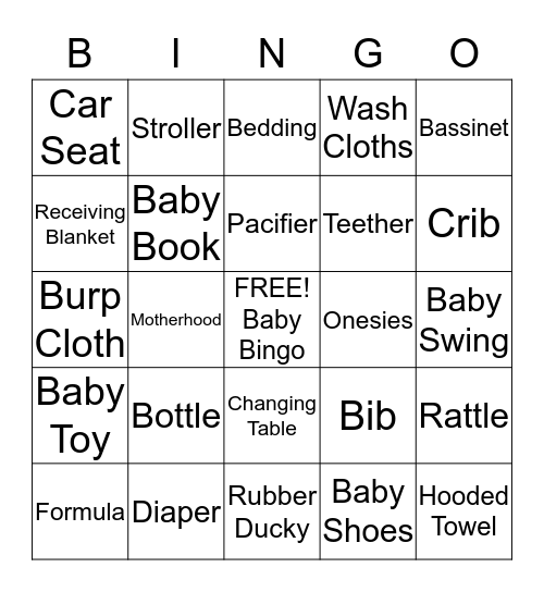 Baby Myles Bingo Card