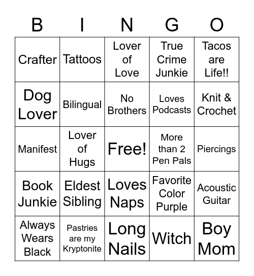 <3 Bingo Card