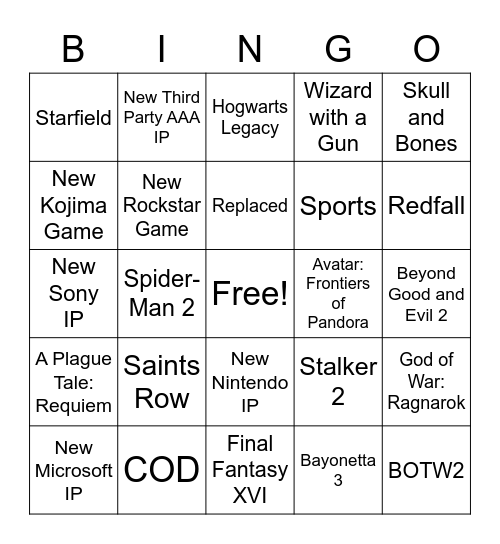 E3/Summer Games Fest Bingo Card