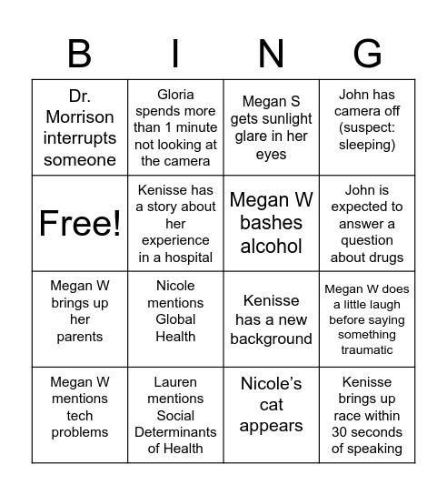 ProComp Bingo Card