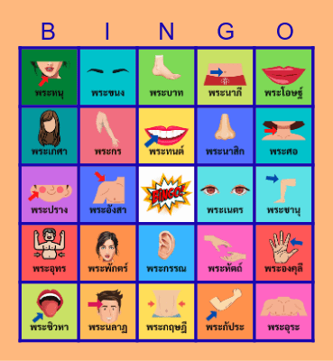คำราชาศัพท์ หมวดร่างกาย Bingo Card